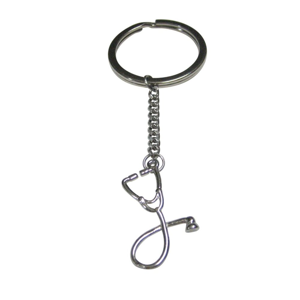 Silver Toned Vertical Medical Stethoscope Pendant Key… Gem